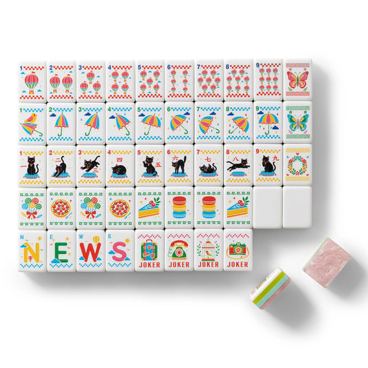 Retro Pop Black Cat Balloon Mahjong Set