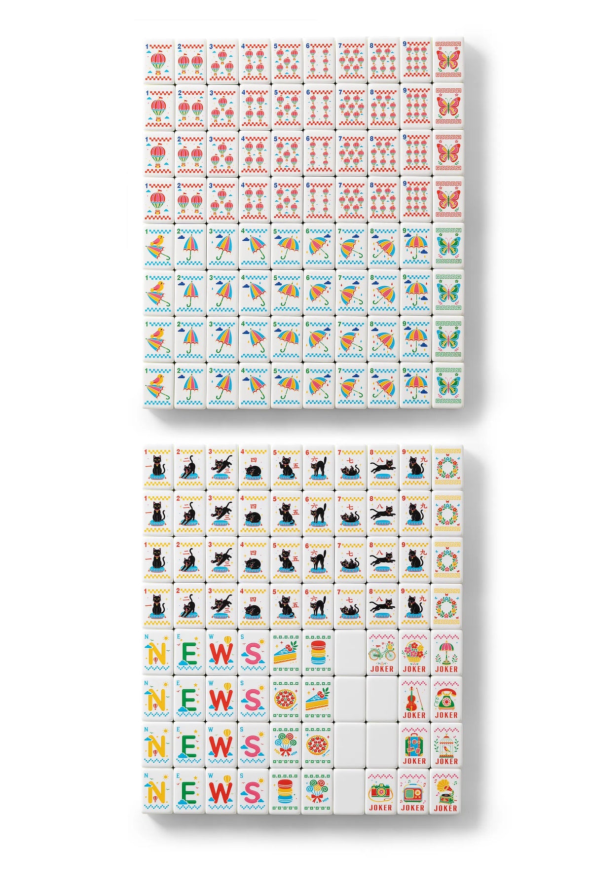 Retro Pop Black Cat Balloon Mahjong Set