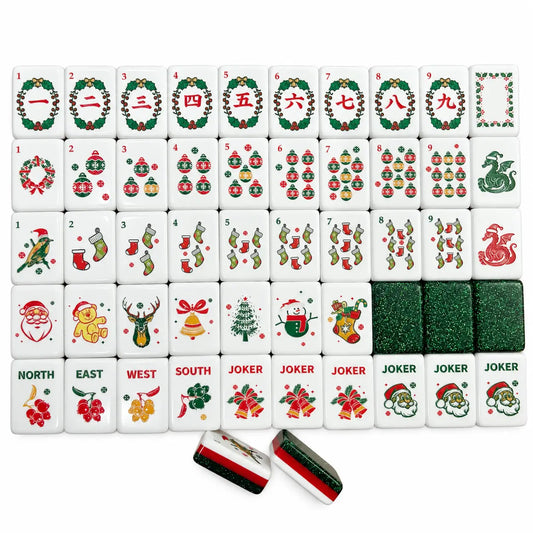 Green Glitter Christmas Mahjong Tiles
