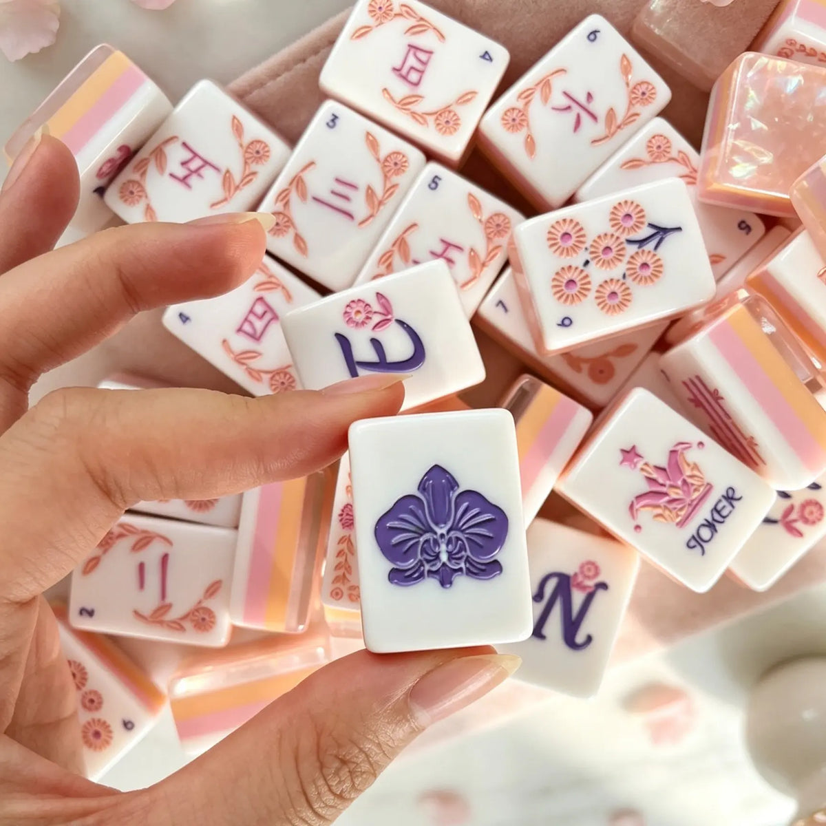 Bloom Shimmering Pastel Garden Mahjong Set