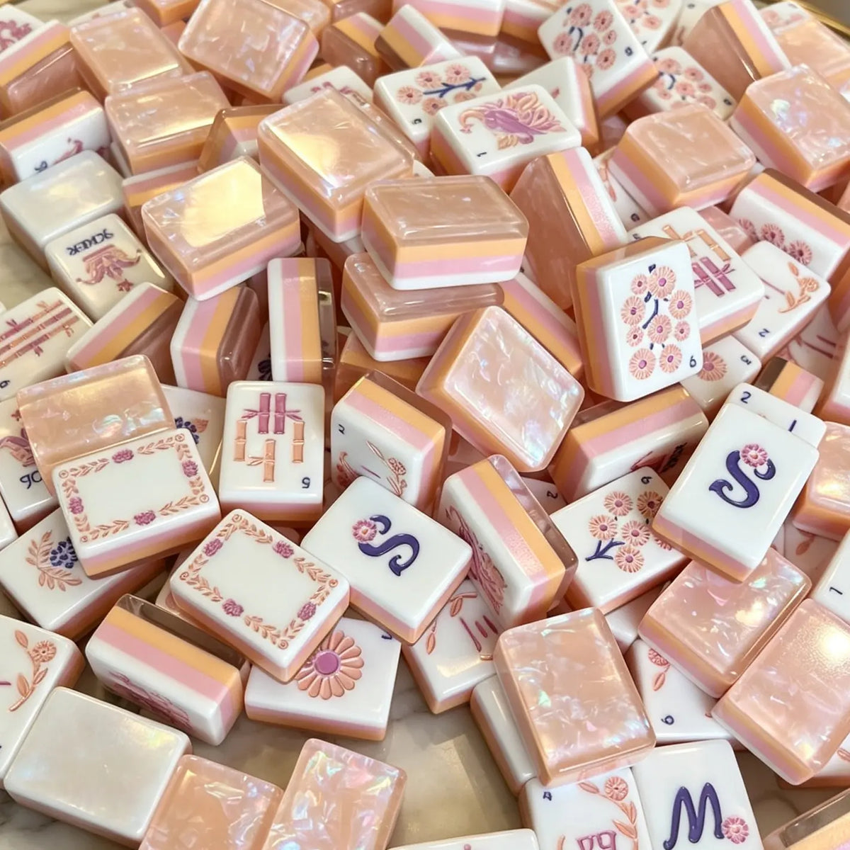 Bloom Shimmering Pastel Garden Mahjong Set