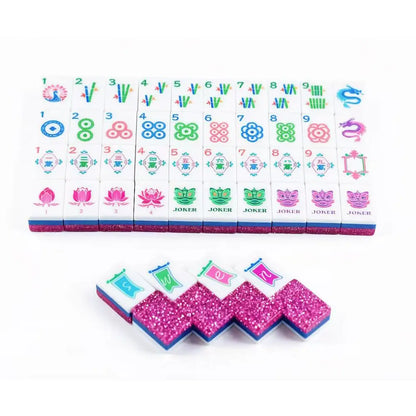 Magenta Glitter Water Lily Mahjong Set