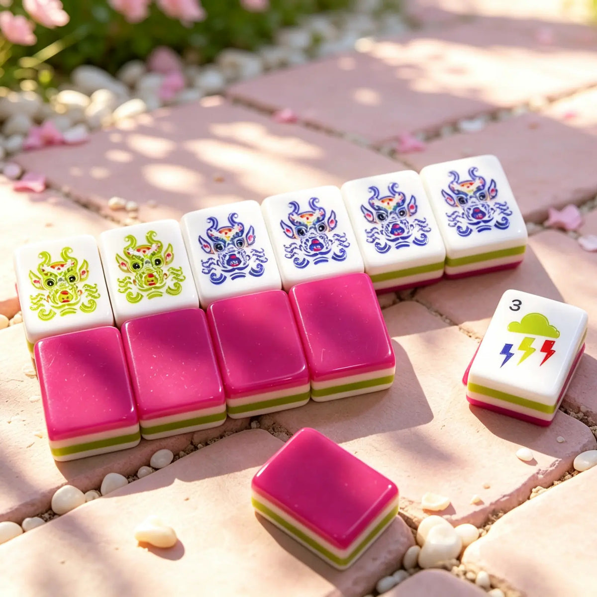 Berry Pink Pop Art Mahjong Set