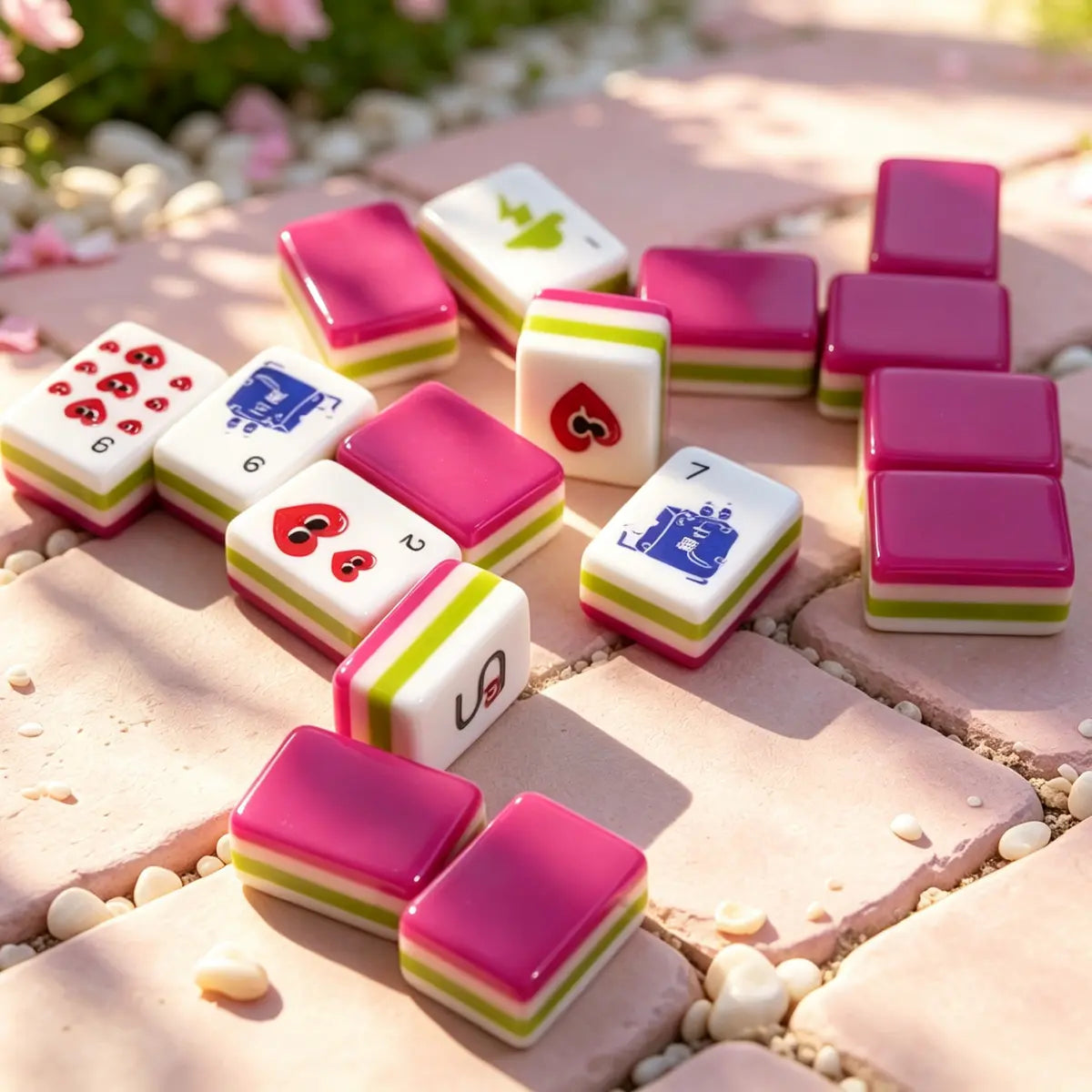 Berry Pink Pop Art Mahjong Set