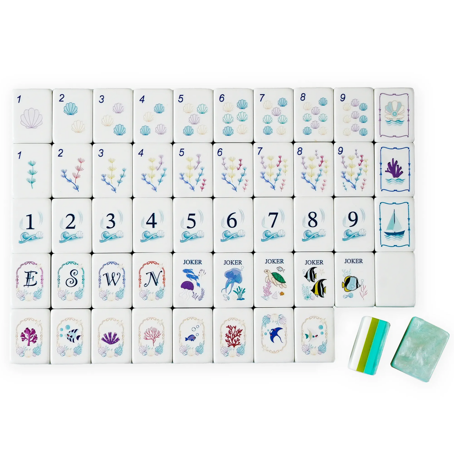 Mint Shimmer Ocean Reef Mahjong Set