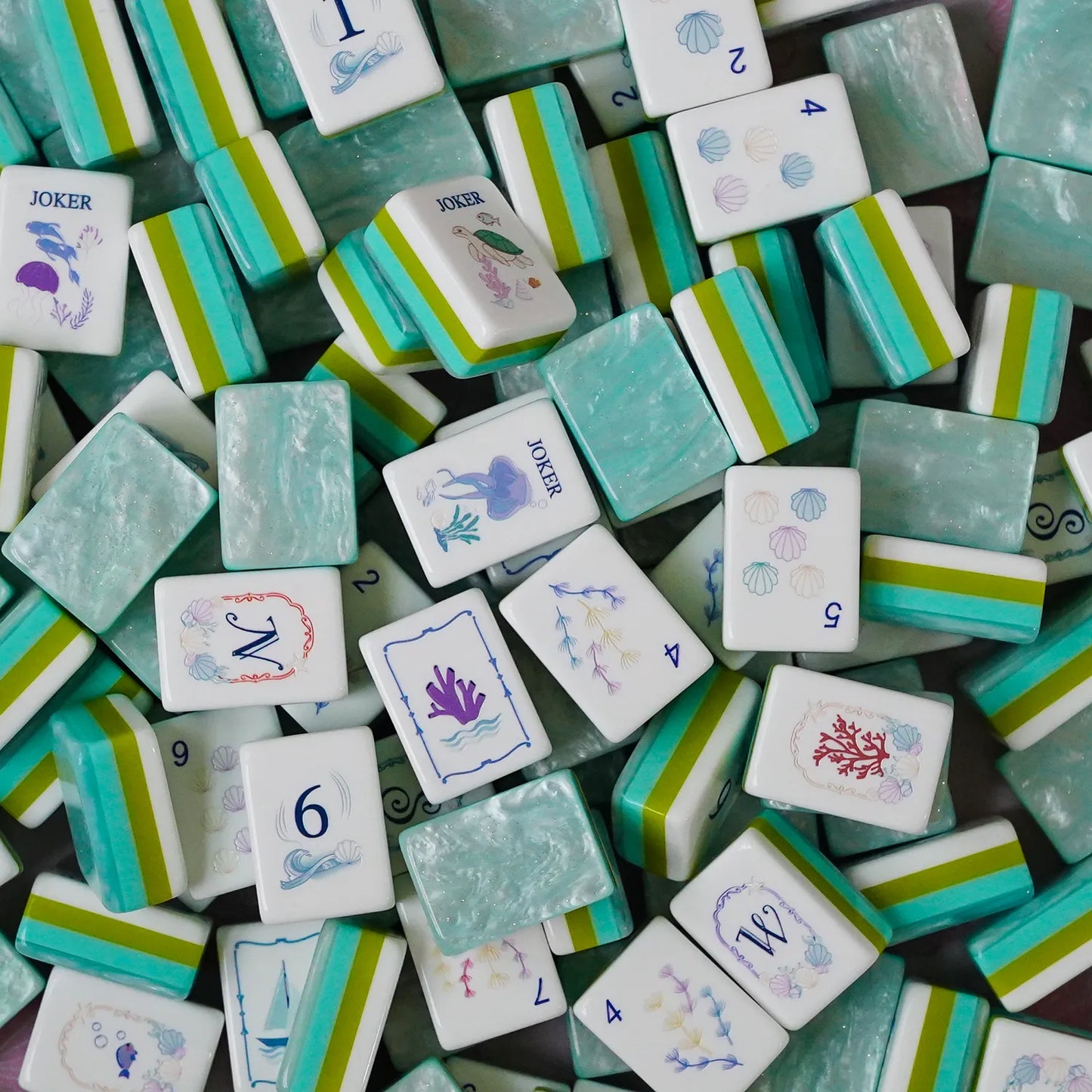 Mint Shimmer Ocean Reef Mahjong Set