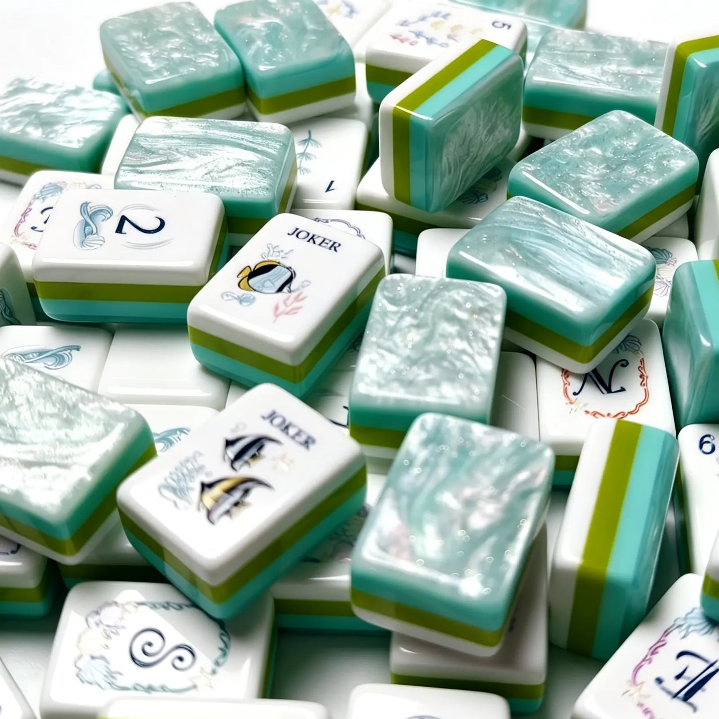 Mint Shimmer Ocean Reef Mahjong Set