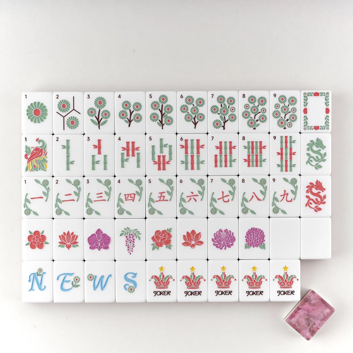 Rose Marble Pattern Mahjong Set