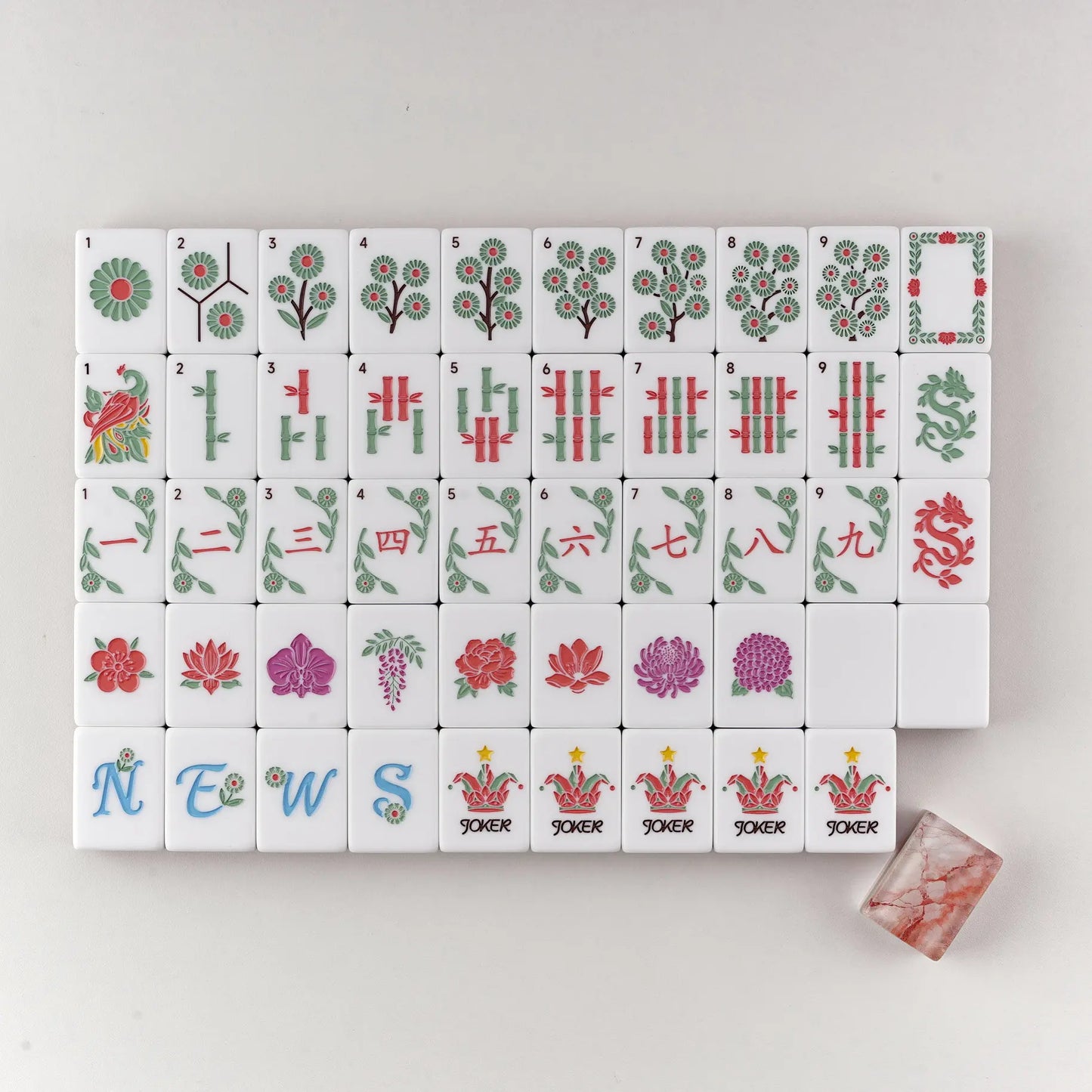 Coral Marble Pattern Mahjong Set
