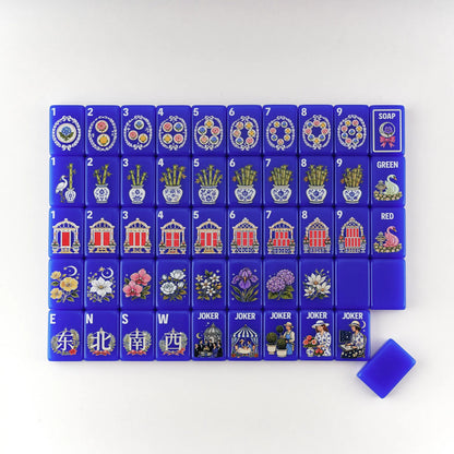 Garden Soirée Cobalt Blue Mahjong Set