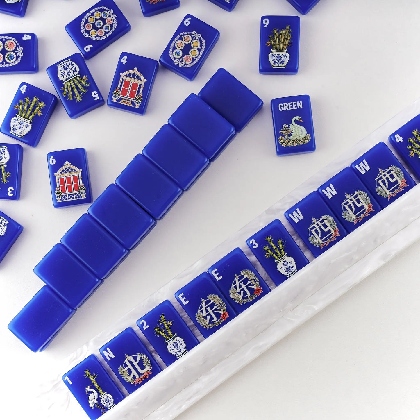Garden Soirée Cobalt Blue Mahjong Set