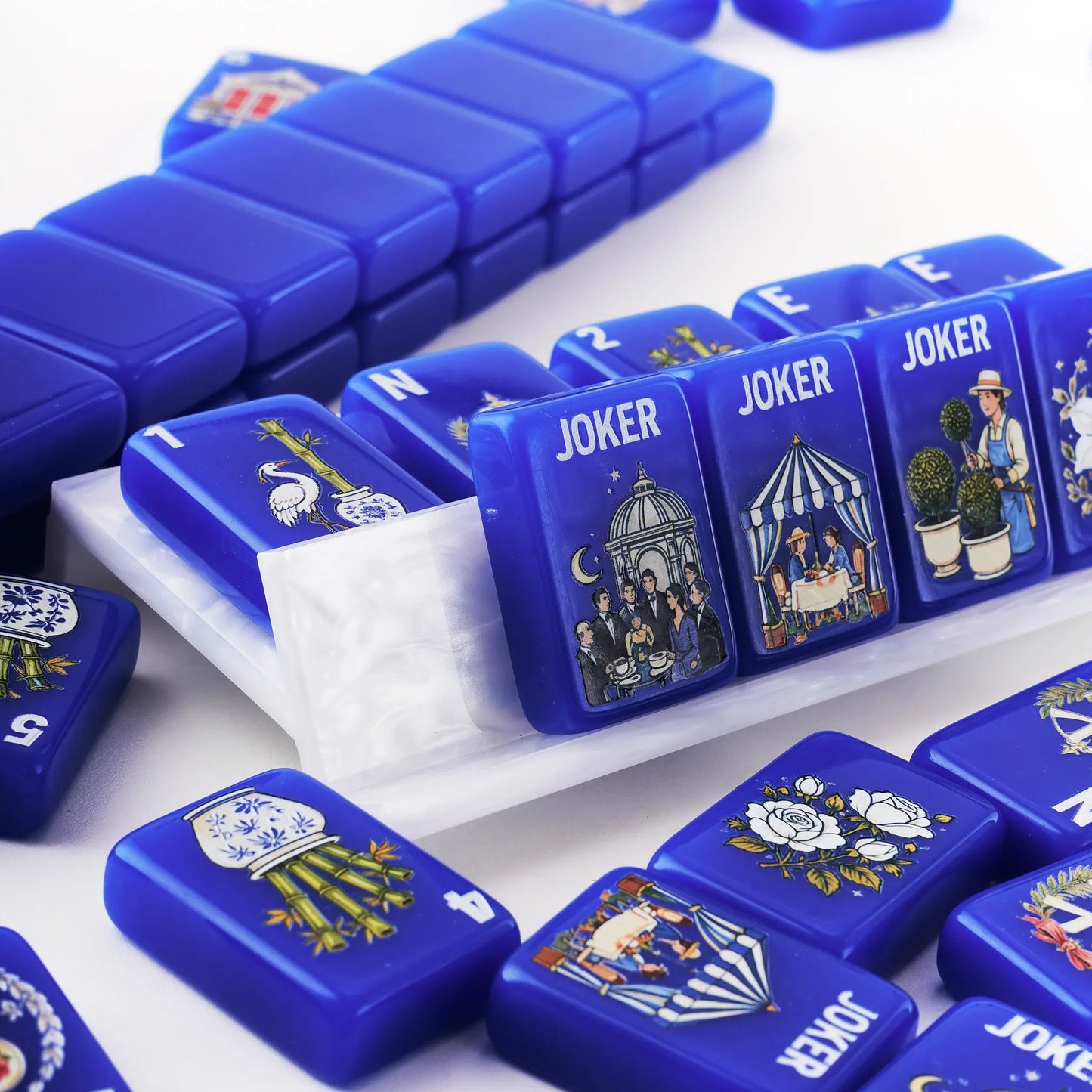 Garden Soirée Cobalt Blue Mahjong Set