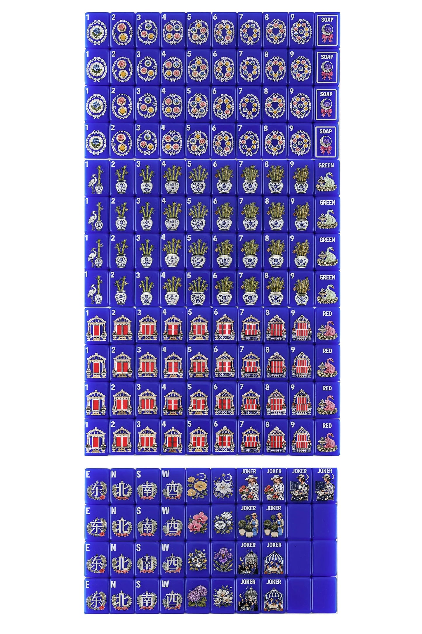 Garden Soirée Cobalt Blue Mahjong Set