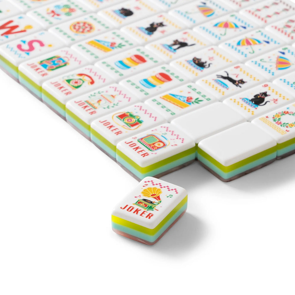 Retro Pop Black Cat Balloon Mahjong Set