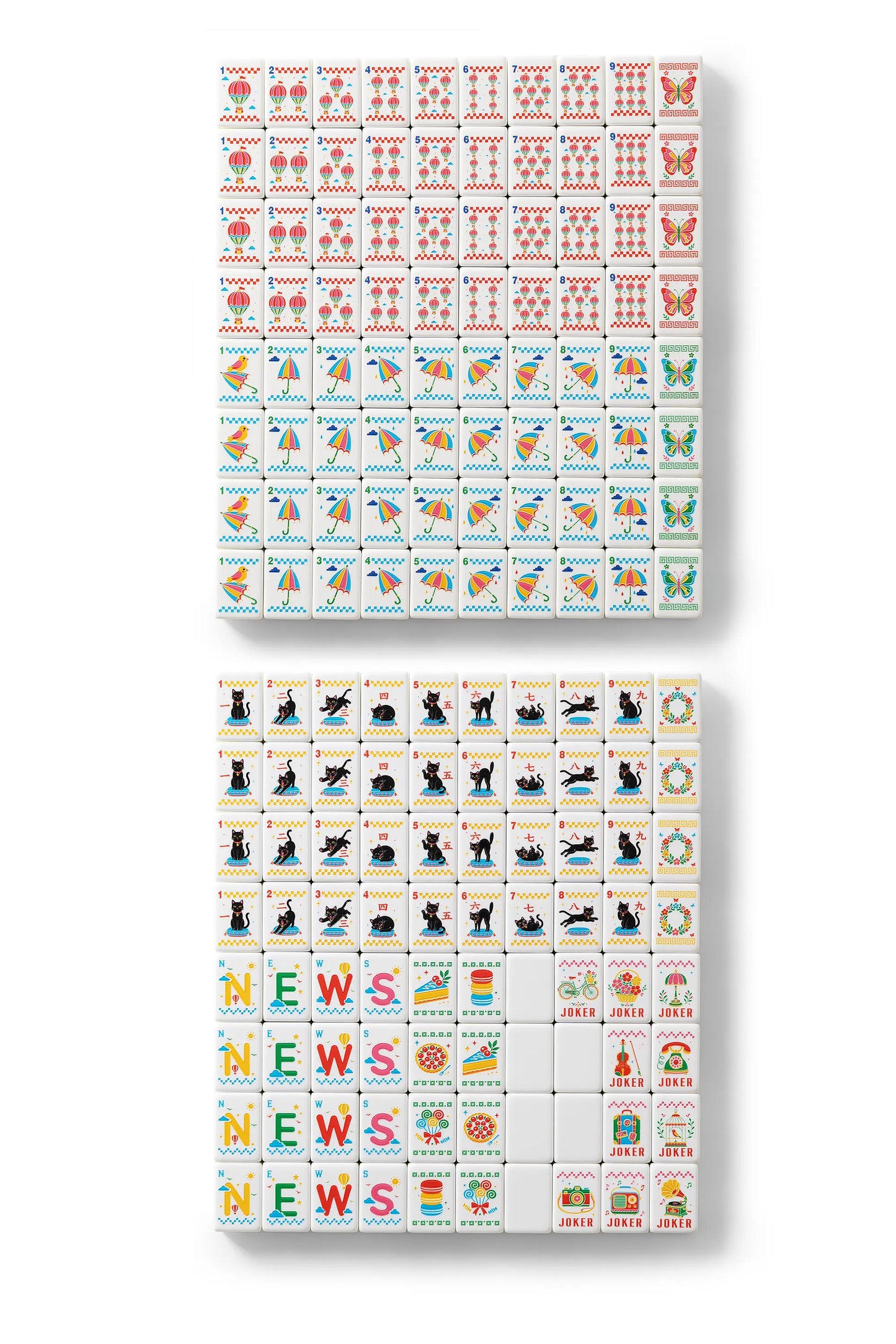 Retro Pop Black Cat Balloon Mahjong Set