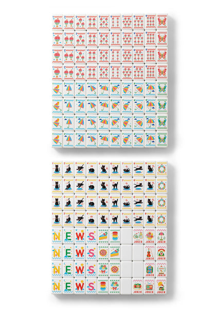 Retro Pop Black Cat Balloon Mahjong Set