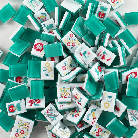 Teal Reindeer Wreath Christmas Mahjong Set