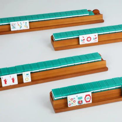Teal Reindeer Wreath Christmas Mahjong Set