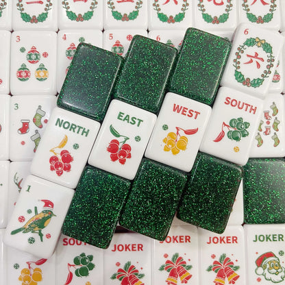 Green Glitter Christmas Mahjong Tiles
