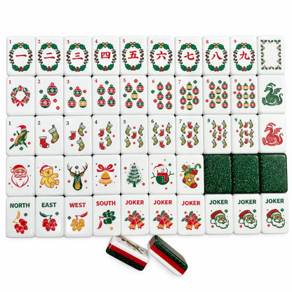 Green Glitter Christmas Mahjong Tiles