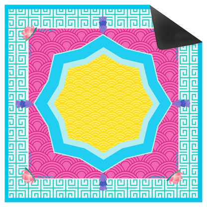 Vibrant Lotus Wave Mahjong Mat