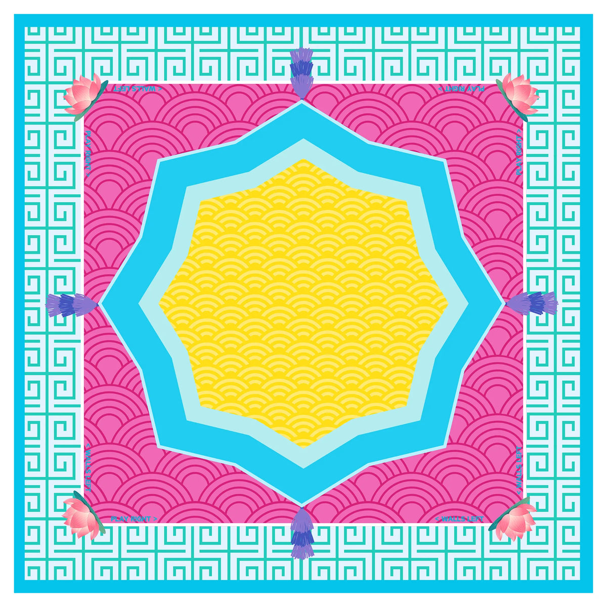 Vibrant Lotus Wave Mahjong Mat