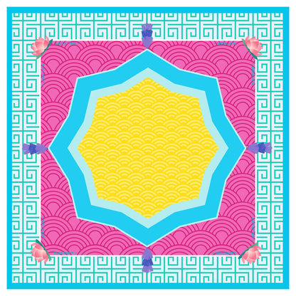 Vibrant Lotus Wave Mahjong Mat