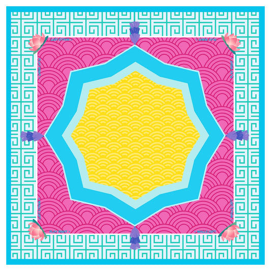 Vibrant Lotus Wave Mahjong Mat